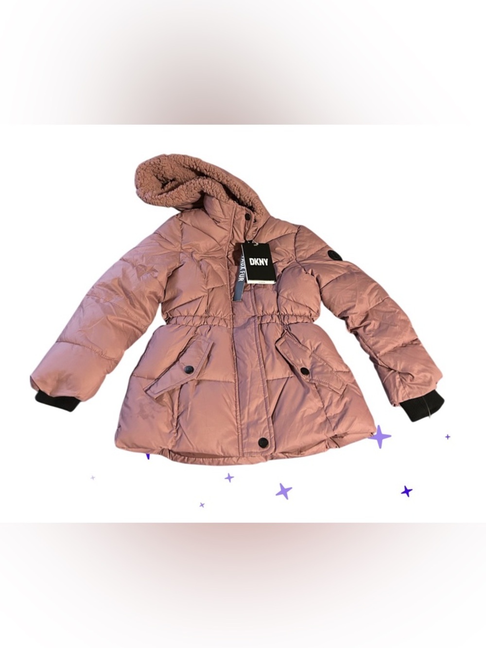 DKNY Dusty Rose Puffer Jacket with Hood